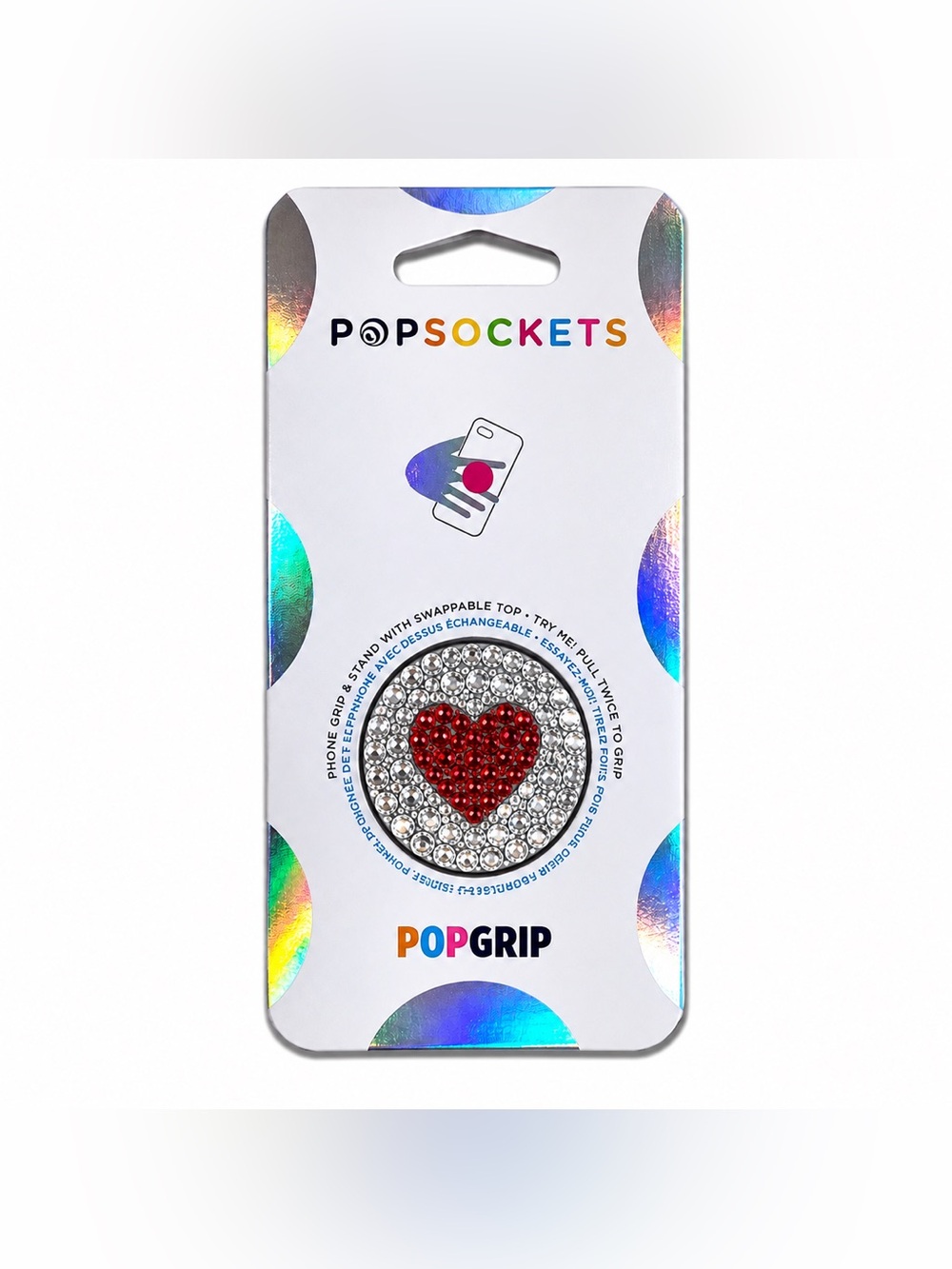 Luxe Crystal Diamond & Siam Red Heart PopSocket Phone Holder Grip New